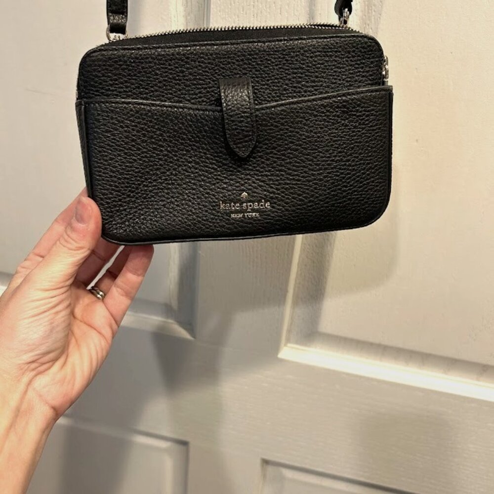 Kate Spade New York Black Pebbled Leather Crossbody Bag